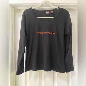 Harley-Davidson Women's Black Tee with Orange Logo
